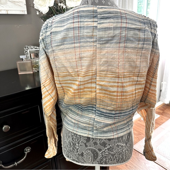 Free People Plaid Boho Crop Blouse Size M - Picture 9 of 16